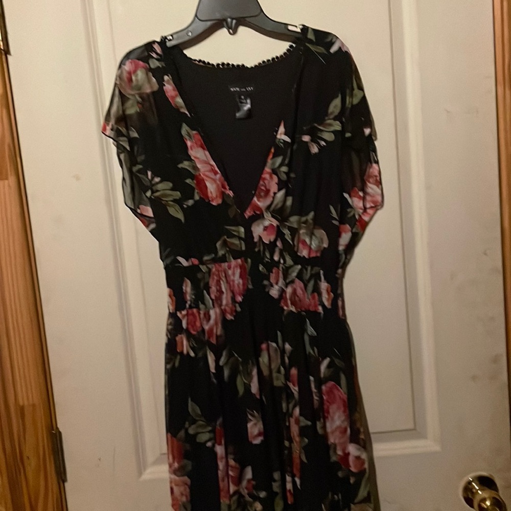 Floor Length Black Floral Dress